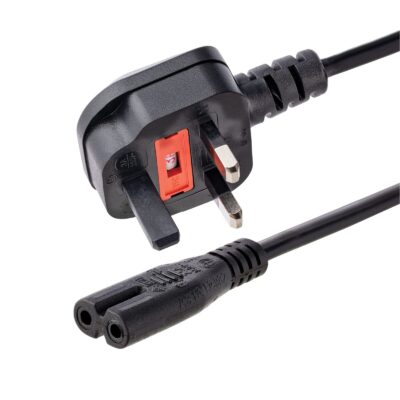 2-Pin Laptop Power Cable | UK 3-Pin Plug to 2-Pin Adapter Cord – 1.5 Meter