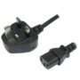 Desktop power cable with C13 connector and UK 3-pin plug 13A 250V – 1.5 meter cord