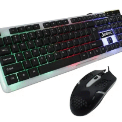JEDEL GK112 RGB Gaming Keyboard and Mouse Combo – Wired USB, Rainbow Backlit, Ergonomic Design