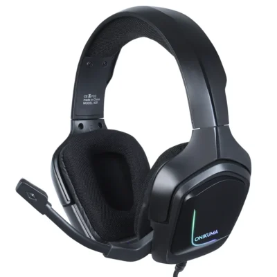 Onikuma K20 Stereo Gaming Headset with Noise-Canceling Mic – 3.5mm Wired, RGB Lighting, Multi-Platform Compatible