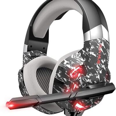 RUNMUS K2 PRO Gaming Headset – 7.1 Surround Sound, Noise-Canceling Mic, Camouflage Grey