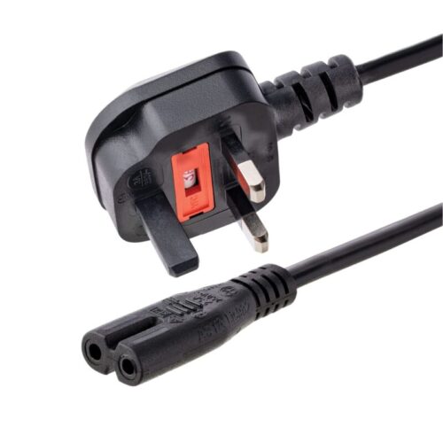 2-pin laptop power cable UK 3-pin plug (13A, 250V) to 2-pin connector for laptop charger and adapter