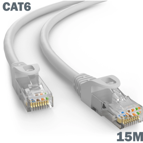 CAT 6 Ethernet LAN Cable 15 meter 24AWG with plastic RJ45 connectors