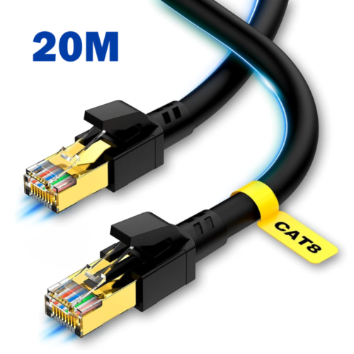CAT 8 Ethernet Cable 20 meter with RJ45 connectors and S/FTP shielding for ultra-fast network performance